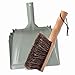 OAKART Metal Dust Pan and Brush Set Soft Bristle Wooden Broom Heavy Duty Pan Portable Size