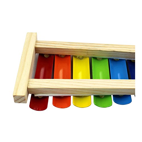 Wooden Xylophone for Kids, OMGOD Colorful 8 Tones Hand Knock Glockenspiel Metal Keys Best Birthday Gift Idea for your Mini Musicians, Perfectly Musical Toy Tuned Instrument for Toddlers Girl Boy Child - Thumbnail 4