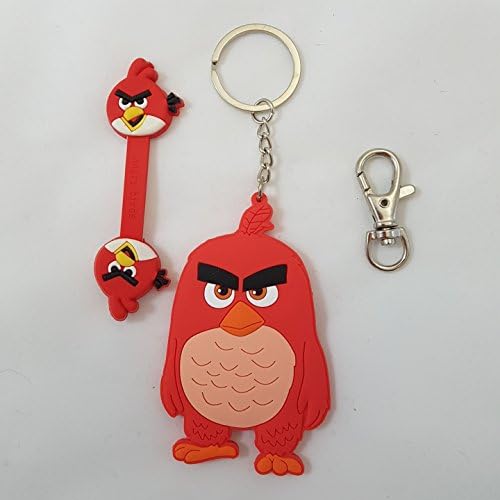Angry Birds Key Ring, Key Chain with Ring and Snap Holder and a Cord, Earphone Holder