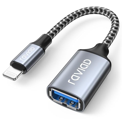 RAVIAD Lightning to USB Adapter [MFi Certified] iPhone USB OTG Adapter for iPhone 14 13 Pro/Max, iPad Air4/mini5, iOS OTG Cable Adapter Supports Mouse, Keyboard, U Stick, Card Reader, Camera