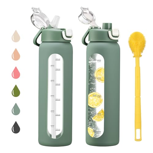 Chunmo 32 oz Glass Water Bottle