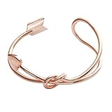 SENFAI Peach Heart Arrow Bowknot Cuff Bangle for Women