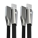 Alyee USB C Cable, Fast Charger 6ft (2Pack) w LED Light Flat USB Type C Charger Cord for Samsung Galaxy Note 8, S8, S8 Plus, LG G6 G5 V30 V20, Google Pixel, Nintendo Switch, Macbook - Black