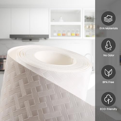 Shelf Liners for Kitchen Cabinets Non-Slip Drawer Liner 18 Inches x 20 FT Non Adhesive Cabinet Liner Waterproof & Oil-Proof EVA Material Refrigerator Liner for Shelves