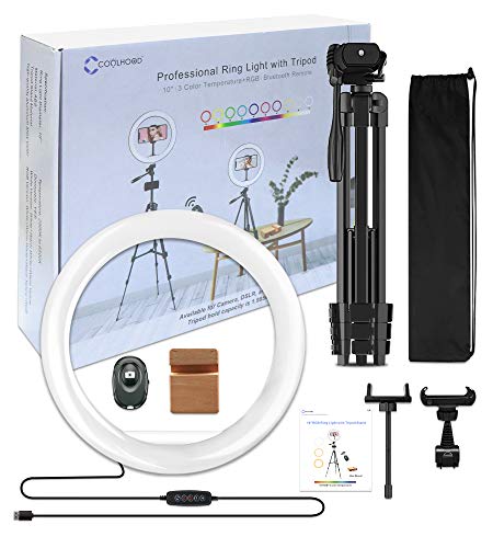 Ringlicht mit Stativ, COOLHOOD LED Ring Light Selfie Ringleuchte mit 18 RGB & 3 Normale Farben Dimmbare Led-Licht Tik… – Bild 7