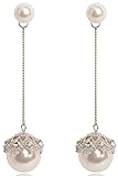 MISASHA Celebrity Designer Imitation Pearl Long Dangle Studs Earrings