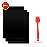 UNIFUN Grill Mat, Set of 3 Non-stick BBQ Grilling Accessories for Weber, Gas, Charcoal Grills with 1 Basting Brush