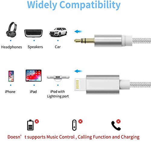Aux Cable for Car for iPhone X/XS/8/8Plus/7/7Plus Jack to 3.5mm Male Audio Adapter for Headphones Jack Cable Aux Cord for Car Stereo, Headphone, Speaker Compatible with All iOS Systems 3.3ft - Thumbnail 4
