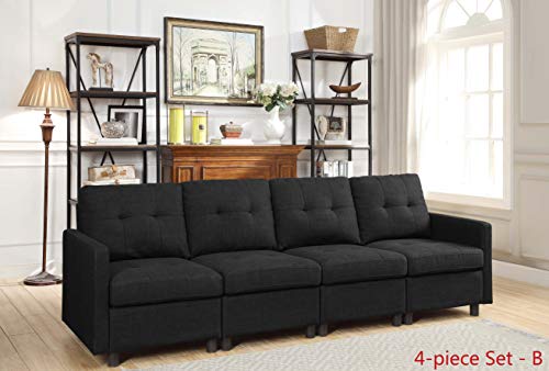 DAZONE Corner Sectional Sofa Chair with Cushions (Charcoal, 31" L x 31" W x 33.5" H / 42 Lbs)