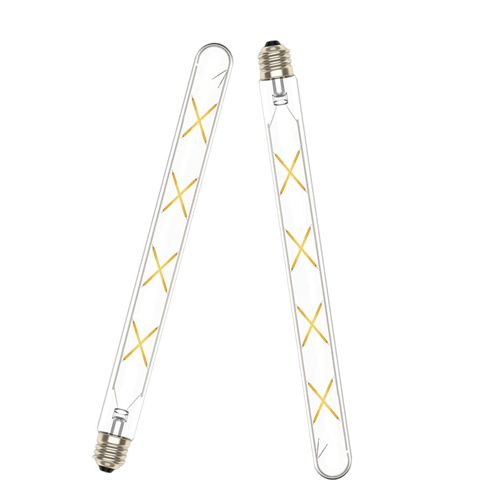 Ruihua 2 Pcs E27 T30 8W Clear Glass Long Tube LED Filament Bulbs Warm White Edison Vintage LED Light Bulb(Equivalent to 70W Halogen Lamp) T300 700LM Energy Saving Lamps,300mm