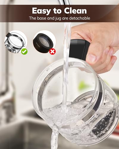 Morpilot Electric Milk Frother Glass Milk Frother 4 in 1 Function, Beautiful to See, Capacity 250 ml for Foaming or 500 ml for Warming, Split Design, Black