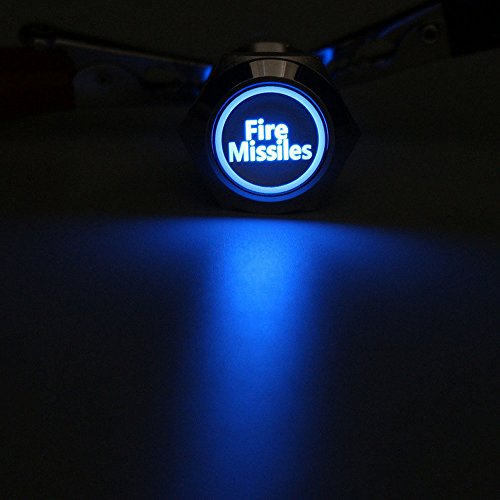 E Support 12V Car Vehicle Blue LED Light Headlight Push Button Metal Toggle Switch 19mm Fire Missiles