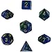 Chessex Manufacturing 26436 Cube Gemini Set Of 7 Dice - Blue & Green With Gold Numbering