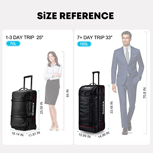 Gonex Rolling Duffle Bag with Wheels, 100L Water Repellent Large