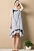 Azbro Women's Ink Painting Print Short Sleeves Loose Fit Plus Size High-Low Dress,Grey Blue,Large
