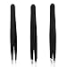 Stainless Steel Tweezer Set, Hair Picker Removal Tweezers for Ingrown Hair with Travel Case(Black&3 Pieces)