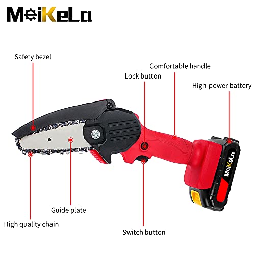 Mini Chain Saws For Trees Battery Powered，Electric Chainsaw Cordless 4 Inch OneHand Operated