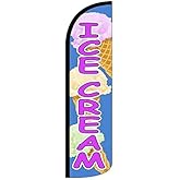 4 Less Co ICE CREAM Windless Swooper Flag Feather Banner Sign 3x11.5 ft Tall (Flag Only) bz4