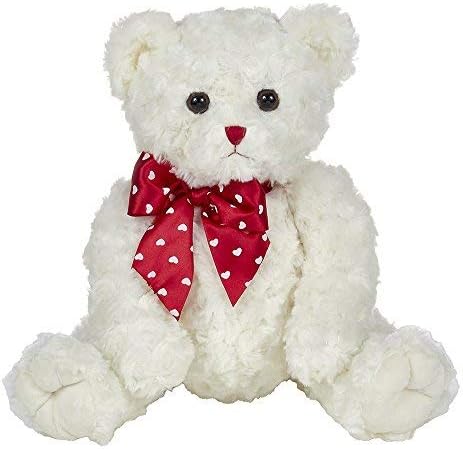 Bearington Lovable Valentines Plush Stuffed Animal White Teddy Bear, 17 inches