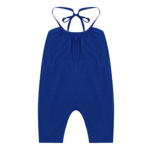 Chinatera Little Girls Kids Halter Romper Harem Pants One-Piece Jumpsuit Cotton Blend (5-6Y, Blue)