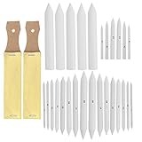 JPSOR 27pcs Paper Blending Stumps and Tortillions Set Art Blenders with 2 Pieces Sandpaper Pencil Sharpener for Student Sketch Drawing