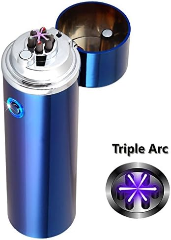 Jfeng Electric Lighters Triple Arc Plasma Lighter Windproof Flameless Six Cross USB Rechargeable Lighter For Pipes Cigarettes Cigars and Camping