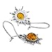 Amber Sterling Silver Romantic Sun Small Earrings