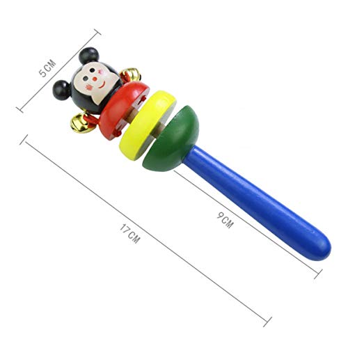 image for CiCy 6 Pcs Vivid Color Rainbow Handle Wooden Bells Jingle Stick Shaker