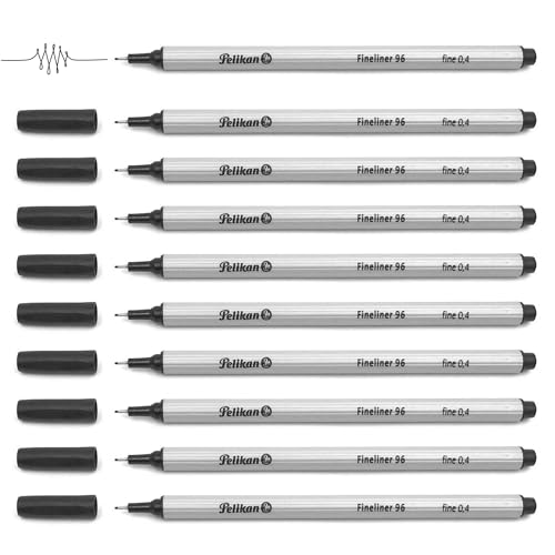 Pelikan 943241 Fineliner 96 - Rotuladores (10 unidades, en caja), color negro