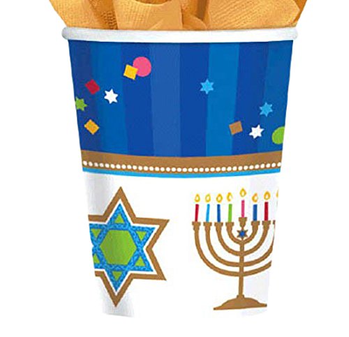 Amscan Joyous Menorah Celebration Cups Tableware, Blue/White, 9 oz