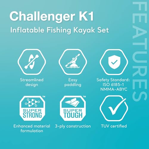 INTEX Challenger Inflatable Kayak Series: Includes Deluxe 86in Kayak Paddles and High-Output Pump – SuperStrong PVC – Adjustable Seat with Backrest – Removable Skeg – Cargo Storage Net