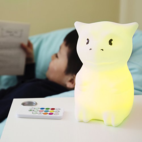 LumiPets Night Light Nursery Lamp Baby Dragon - USB Rechargeable Wireless + Remote Control with Timer and Brightness Controls for Kids and Children. Learn Colors for Toddlers (Dragon)