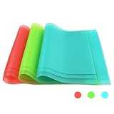 BAKHUK 9 Pack Refrigerator Mats Shelf Mats Washable Fridge Mats, Can Be Cut Refrigerator Liners, Drawer Table Placemats (3 Green, 3 Pink, 3 Blue)