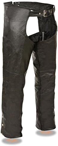 MEN'S MOTORCYCLE RIDERS PANT BLACK CLASSIC CHAP REAL LEATHER WARM MESH LINER NEW (XL Regular)