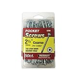 Milescraft 52060003 2.5" Pocket Screws - coarse - Includes 50, T20 Star, washer head screws