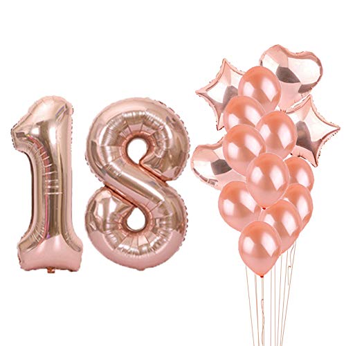 Sweet 18th Birthday Decorations Party Supplies,Rose Gold Number 18 Balloons,18th Foil Mylar Balloons Latex Balloon Decoration,Great 18th Birthday Gifts for Girls,Women,Men,Photo Props