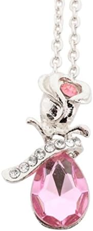 Women Jewelry Crystal Rose Pendant Necklace by TOPUNDER