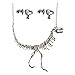 Silver Dinosaur Necklace And Earrings Set Unique Women Short Collar Jewelry