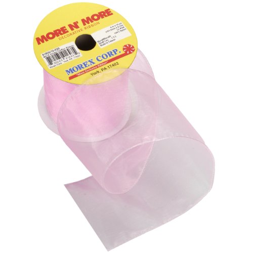 Morex Ribbon Wired 4-Inch Chiffon Ribbon with 10-Yard Spool, Light Pink