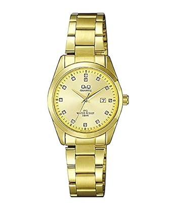 Buy Q Q Qz13j010y Analogue Watch With Gold Dial And Gold Chain Strap Watch For Women Online At Low Prices In India Amazon In