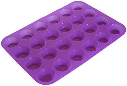 Mini Muffin Pan, 24 Cup Baking Mold Shapes, Non-stick Premium Food Grade Silicone for Small Cupcakes Muffins and Quiches and Many Other Uses, Bakeware by Happy Cook