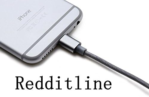 Redditline variety of colors Durable 6FT / 2M specialty nylon braided cable USB charging cable Apple iPhone 6 / 6S / 6 plus / 6S plus, 5C / 5S, air cushion / Mini iPod Nano / Touch. (Two-Pack)(Gray)