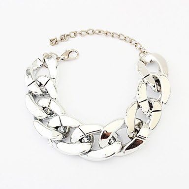 Matanshop @ Eruner? Women's Wide Chunky Golden Chain Bracelet Silver