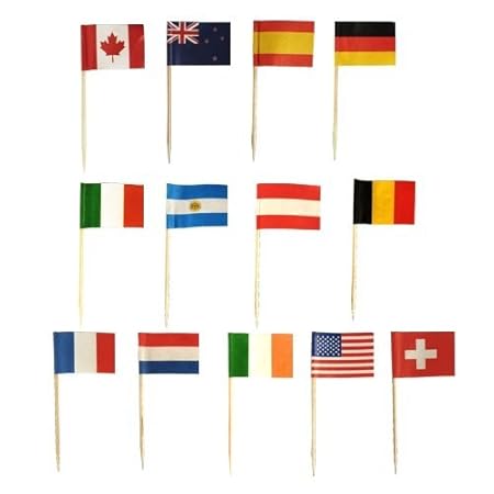 500 Deko-Picker 8 cm 'Nationen' Flaggenpicker