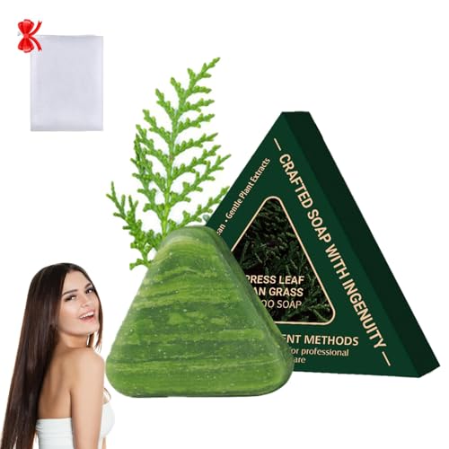 LBOYLOVE® Nature Triangle Shampoo Bar, Seven Green Soap Bar, Usman Grass Shampoo Soap for Hair Growth, Nourishes and Strengthens Hair, Moisturizing for Men & Women, 4.23 oz