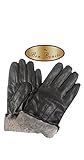 Bon Bonito Men's Rabbit Fur Lined Genuine Soft Black or Brown Leather Gloves