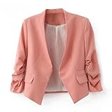 Zacoo Women's Folding Sleeve Office Blazer
