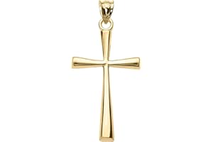 RELIGIOUS JEWELRY BY FDJ Religious Jewelry 10K Yellow, Rose or White Gold Simple Classic Flared Cross Pendant - Choice of Metal