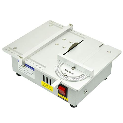 NovelLife Mini Hobby Table Saw with Variable Speed Control,Miter Gauge,2.5 Inch HSS Circular Saw Blade,Adjustable Power Supply for DIY Handmade Wooden Model Crafts,Printed Circuit Board Cutting