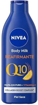 Q10 Body Milk Rassodante (1 x 400 ml), Crema Idratante Corpo 72h per Pelle Secca, Crema Rassodante Corpo con Collagen Boost Complex, Vitamina C e Q10 Puro